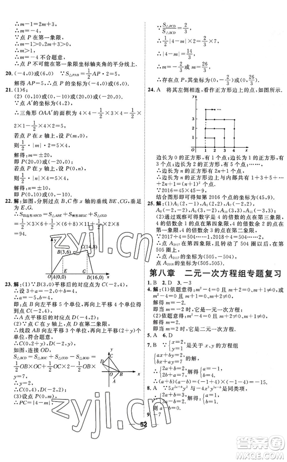 天津人民出版社2022一飛沖天小復習七年級數(shù)學下冊人教版答案