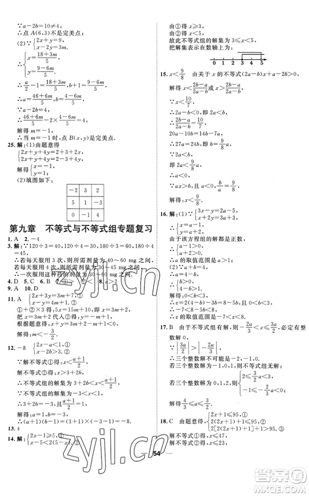 天津人民出版社2022一飛沖天小復習七年級數(shù)學下冊人教版答案