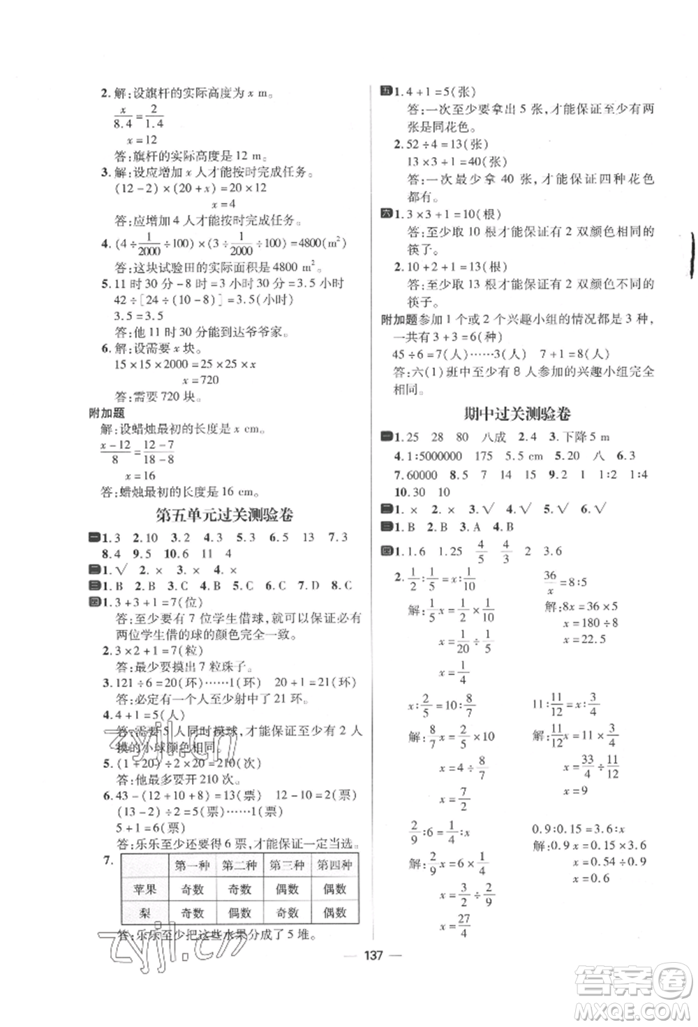 南方出版社2022練出好成績六年級下冊數(shù)學(xué)人教版參考答案