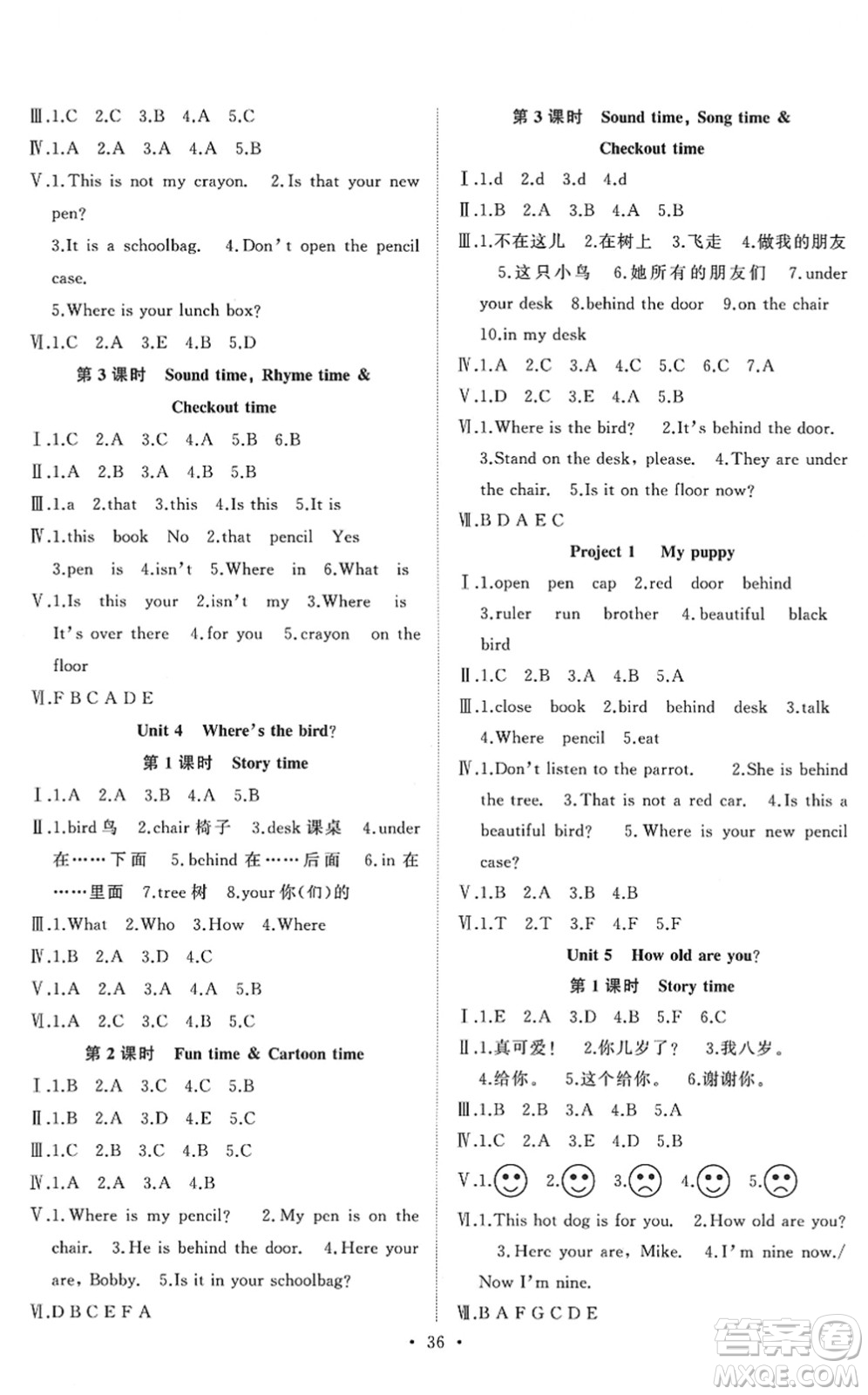 合肥工業(yè)大學(xué)出版社2022全頻道課時(shí)作業(yè)三年級(jí)英語下冊(cè)YL譯林版答案