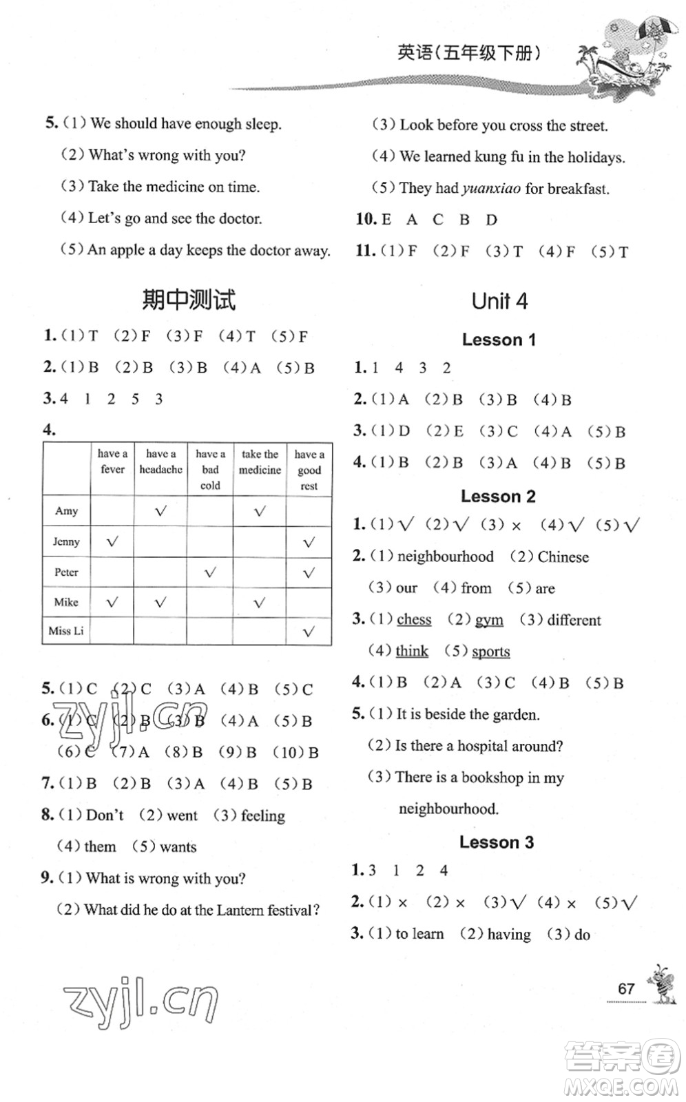 濟(jì)南出版社2022小學(xué)課外作業(yè)五年級(jí)英語(yǔ)下冊(cè)魯科版DY東營(yíng)專版答案