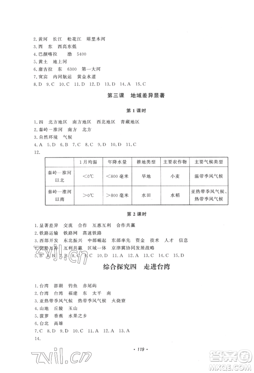 花山文藝出版社2022學(xué)科能力達(dá)標(biāo)初中生100全優(yōu)卷八年級地理人教版參考答案