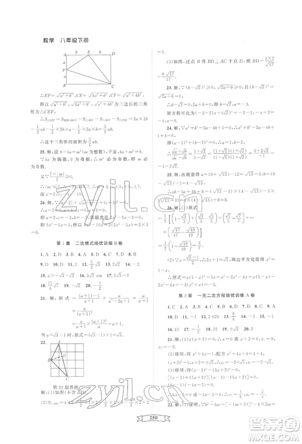 天津科學(xué)技術(shù)出版社2022重點(diǎn)中學(xué)與你有約八年級(jí)下冊(cè)數(shù)學(xué)通用版參考答案