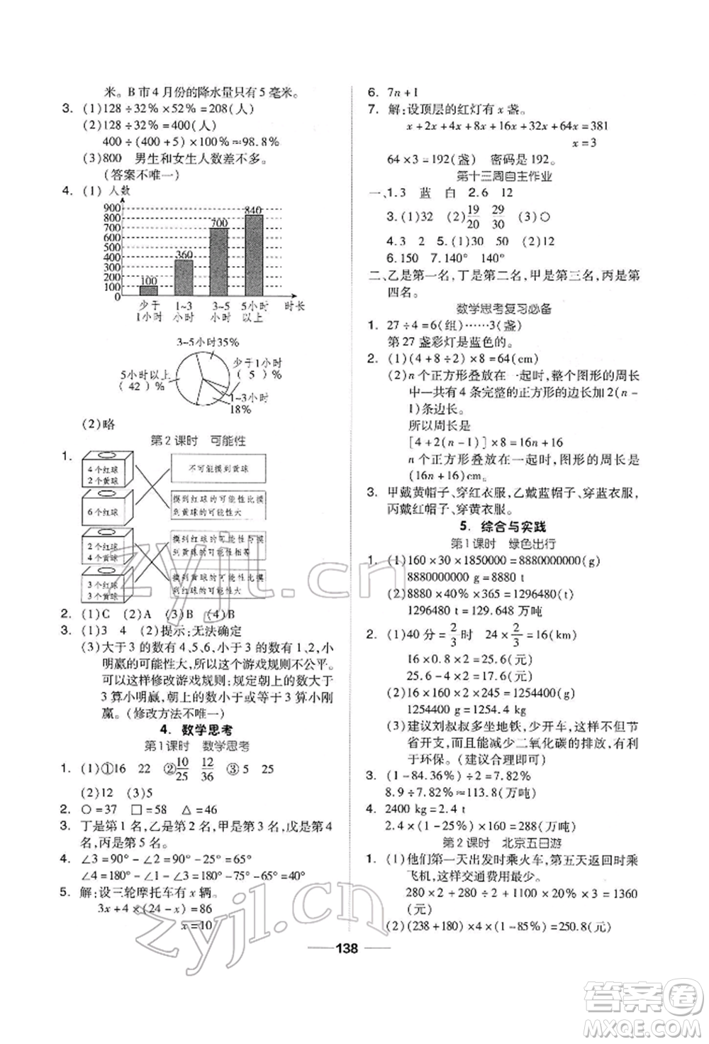 山東科學(xué)技術(shù)出版社2022新思維伴你學(xué)六年級(jí)下冊(cè)數(shù)學(xué)人教版參考答案