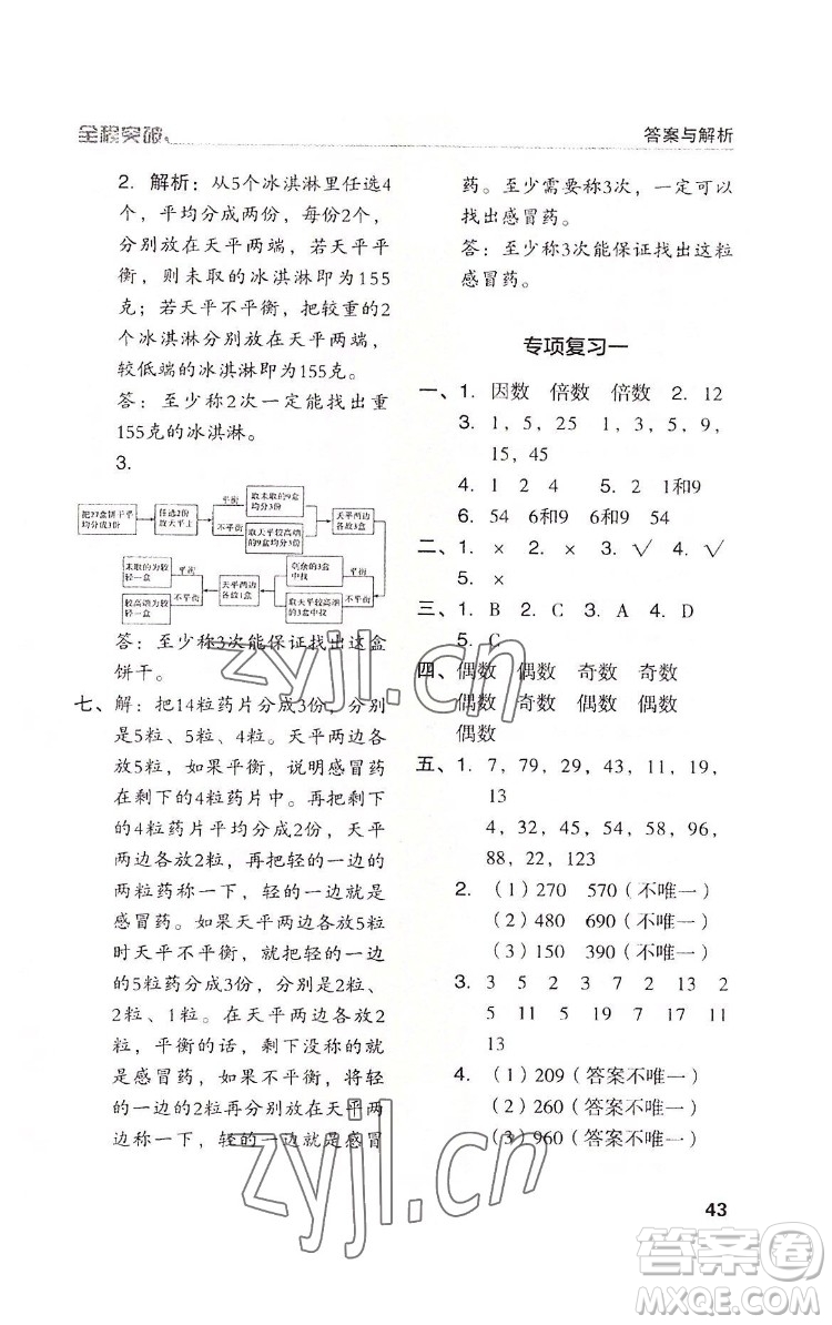 北方婦女兒童出版社2022全程突破五年級(jí)下冊(cè)數(shù)學(xué)人教版答案