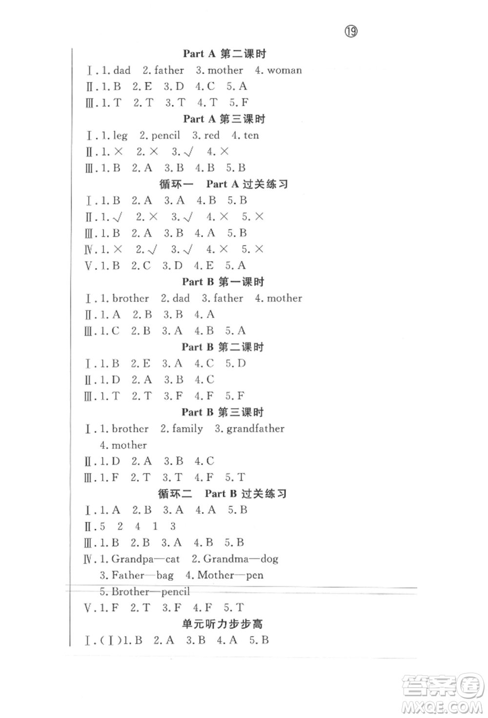 西安出版社2022狀元坊全程突破導(dǎo)練測三年級下冊英語人教版東莞專版參考答案