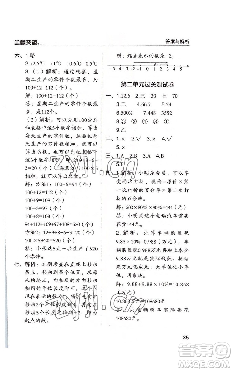 北方婦女兒童出版社2022全程突破六年級下冊數(shù)學(xué)人教版答案