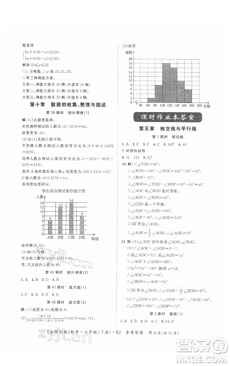 延邊大學出版社2022全程突破七年級下冊數(shù)學人教版答案