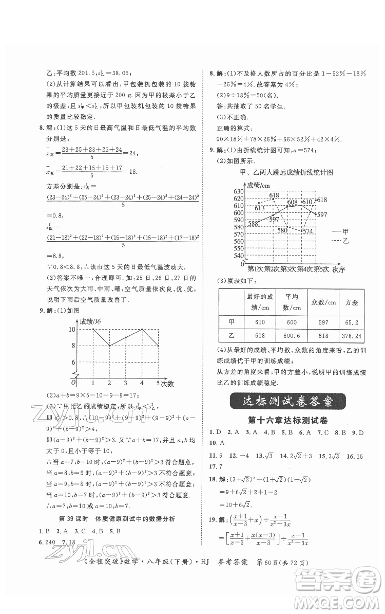 延邊大學出版社2022全程突破八年級下冊數(shù)學人教版答案