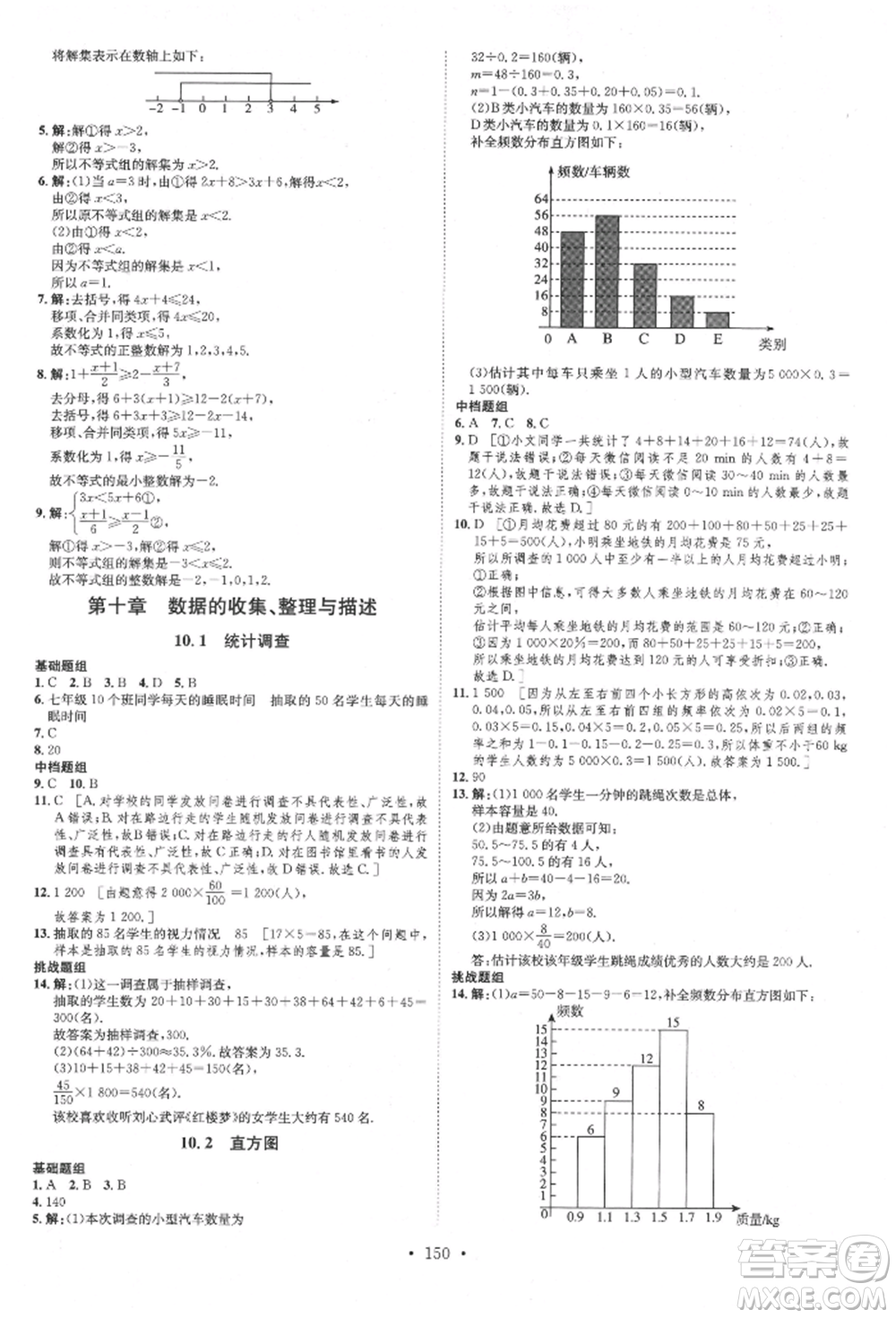 方圓電子音像出版社2022思路教練同步課時(shí)作業(yè)七年級(jí)下冊(cè)數(shù)學(xué)人教版參考答案