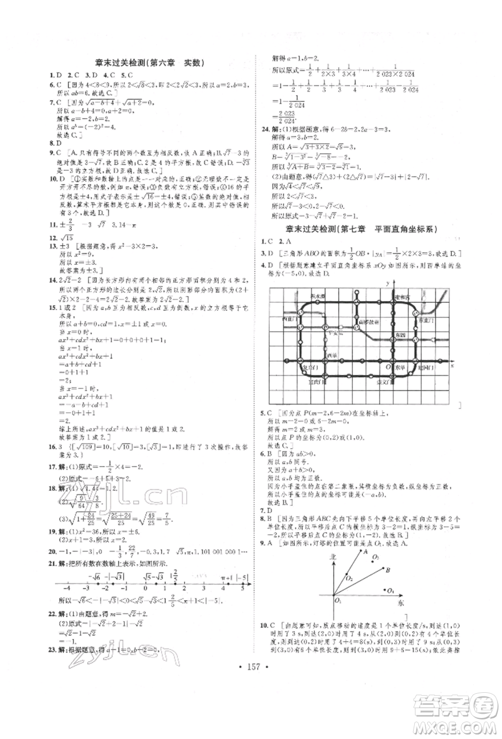 方圓電子音像出版社2022思路教練同步課時(shí)作業(yè)七年級(jí)下冊(cè)數(shù)學(xué)人教版參考答案