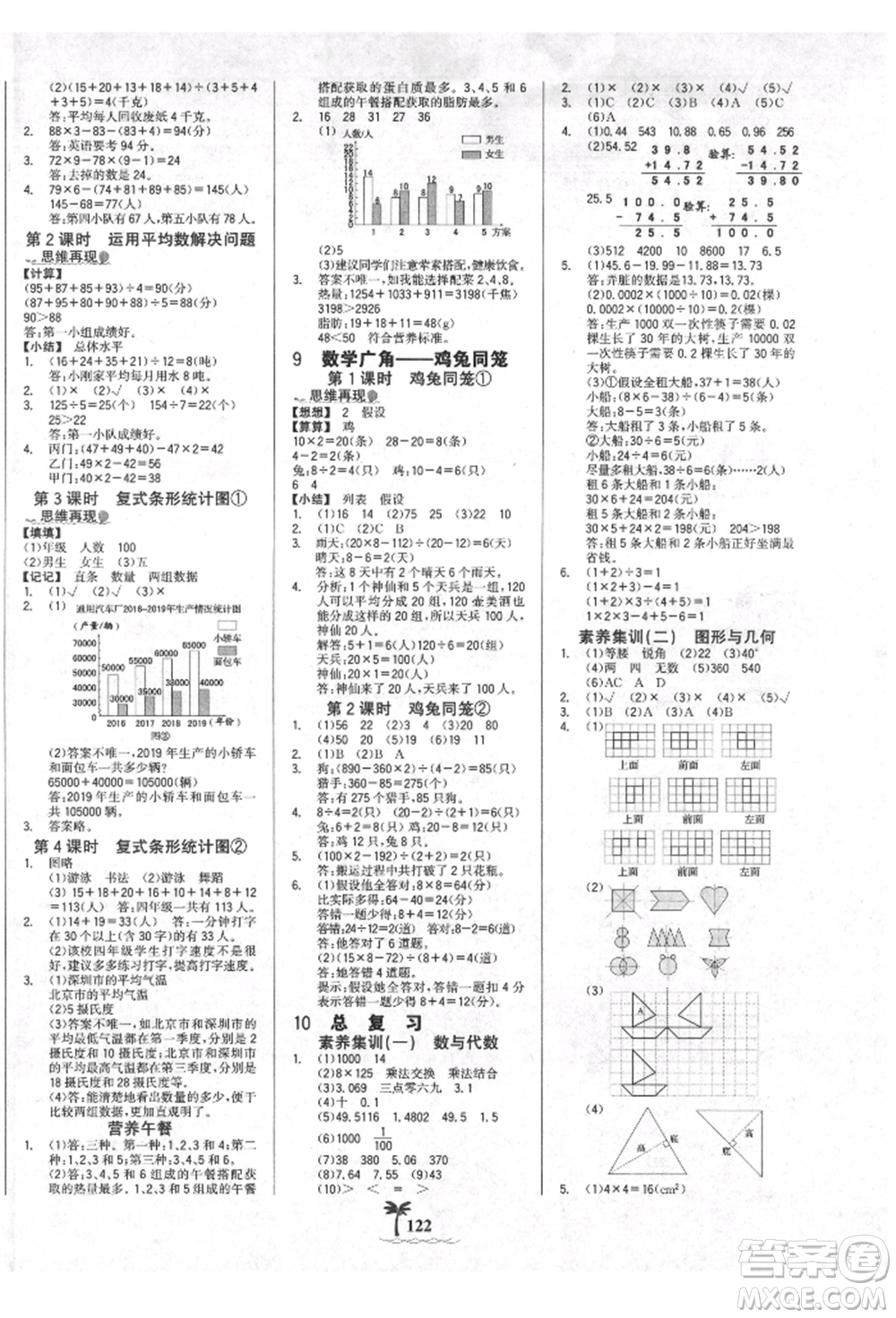 延邊大學(xué)出版社2022世紀(jì)金榜金榜小博士課時(shí)提優(yōu)作業(yè)四年級(jí)下冊(cè)數(shù)學(xué)人教版參考答案