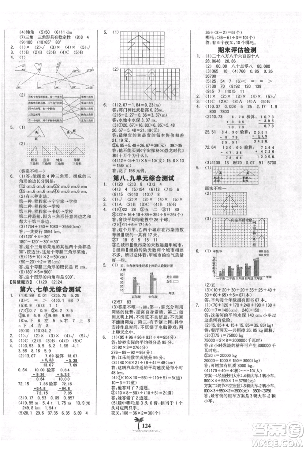 延邊大學(xué)出版社2022世紀(jì)金榜金榜小博士課時(shí)提優(yōu)作業(yè)四年級(jí)下冊(cè)數(shù)學(xué)人教版參考答案