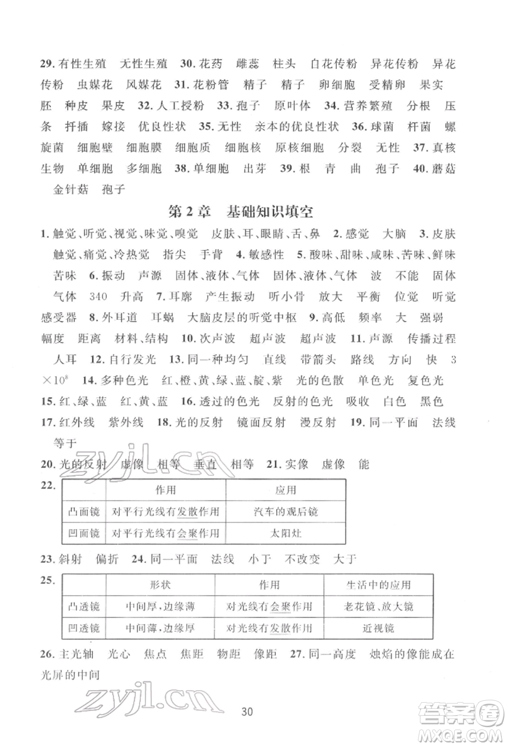 浙江教育出版社2022全優(yōu)新同步七年級下冊科學(xué)浙教版參考答案