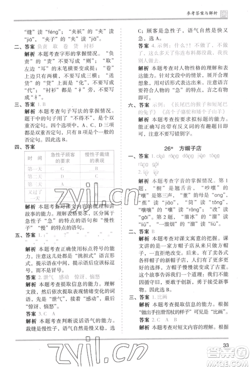 鷺江出版社2022木頭馬分層課課練三年級(jí)下冊(cè)語文人教版福建專版參考答案