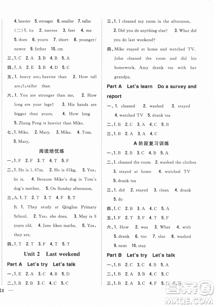 吉林人民出版社2022全科王同步課時(shí)練習(xí)英語六年級(jí)下冊(cè)人教版答案