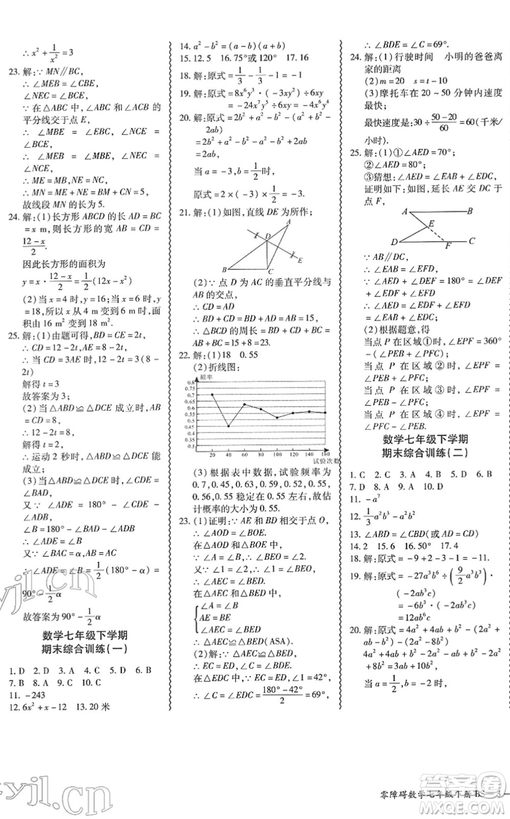 電子科技大學(xué)出版社2022零障礙導(dǎo)教導(dǎo)學(xué)案七年級數(shù)學(xué)下冊BSSX北師版答案