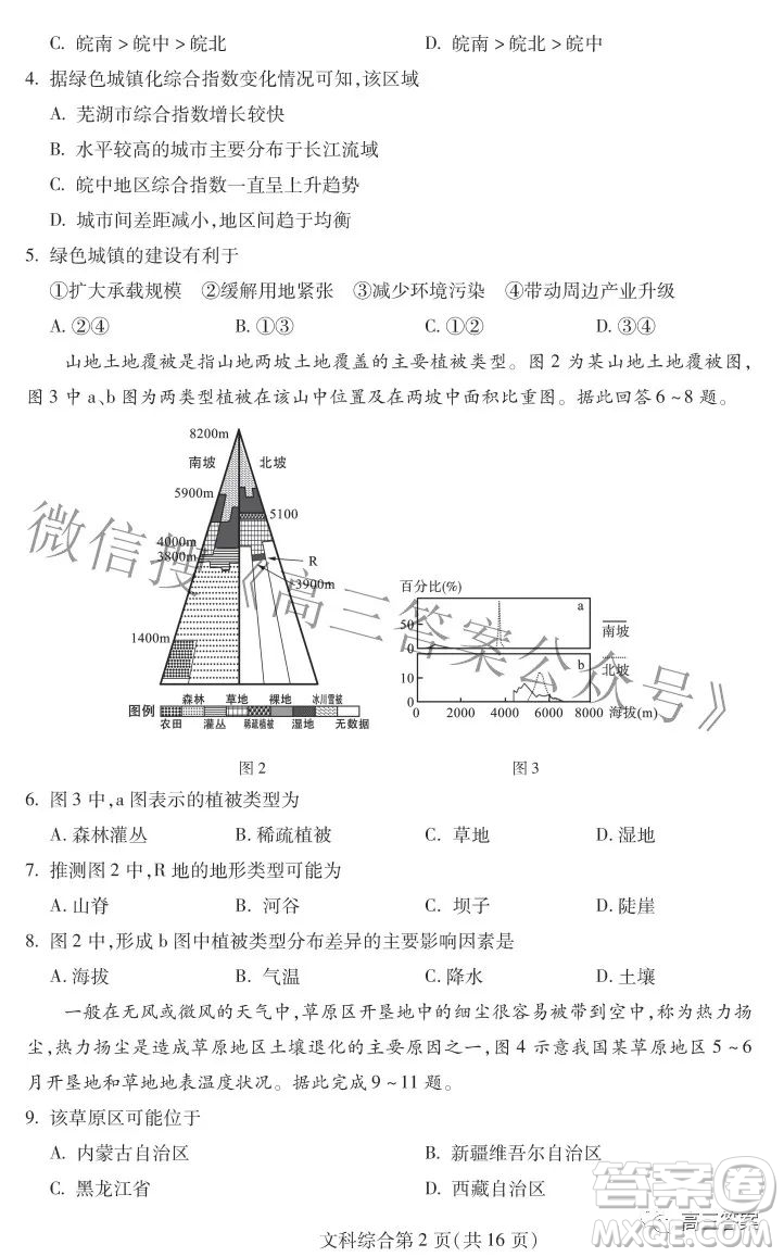 2022年東北三省四市教研聯(lián)合體高考模擬試卷二文科綜合試題及答案