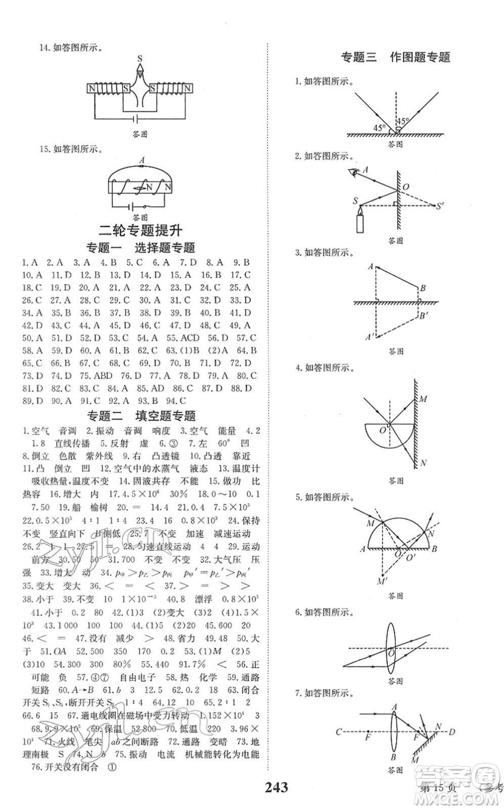 北京時(shí)代華文書局2022全程奪冠中考突破九年級(jí)物理JYKX教育科學(xué)版答案