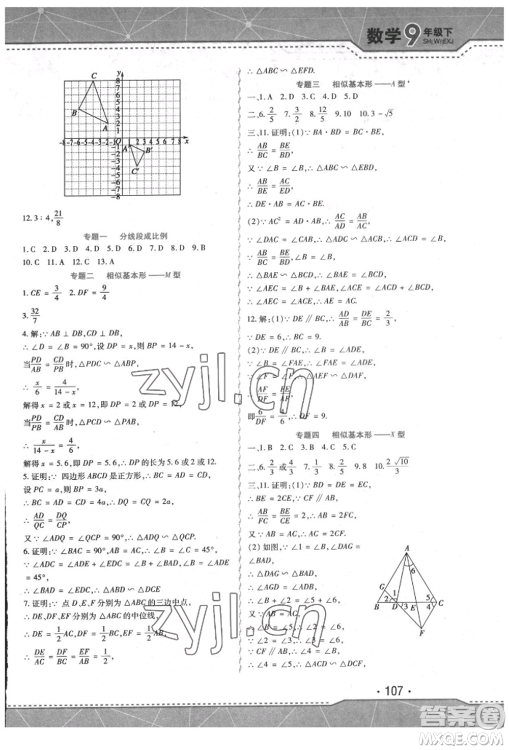 吉林出版集團(tuán)股份有限公司2022精析巧練階段驗收與測試九年級下冊數(shù)學(xué)人教版參考答案