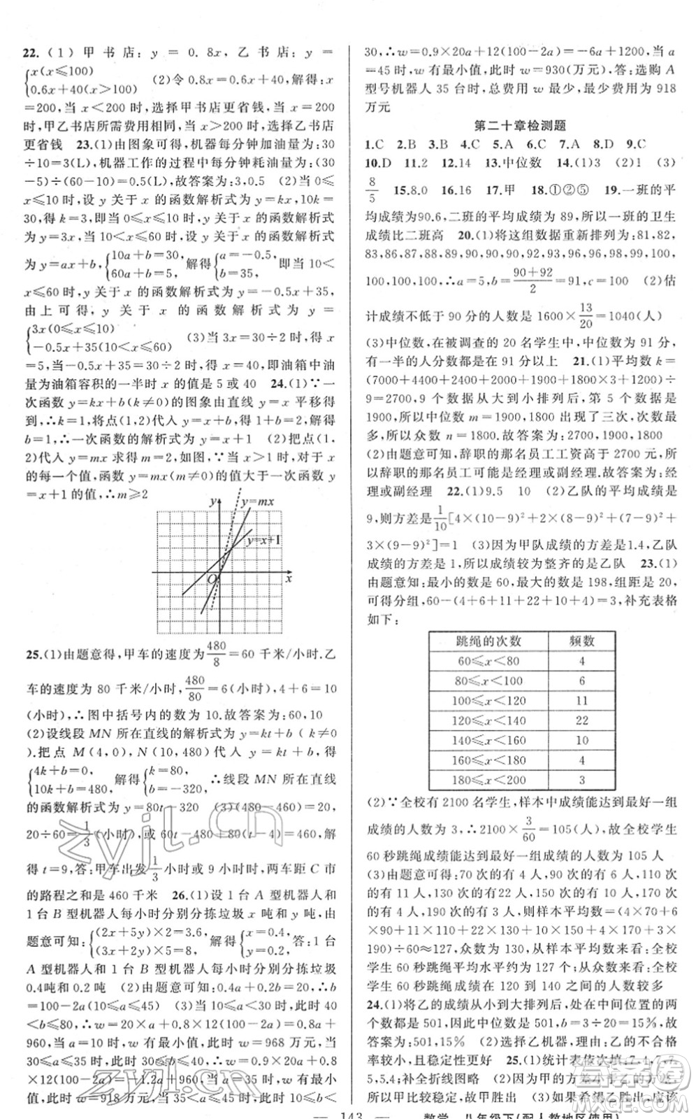 新疆青少年出版社2022黃岡金牌之路練闖考八年級數(shù)學(xué)下冊人教版答案