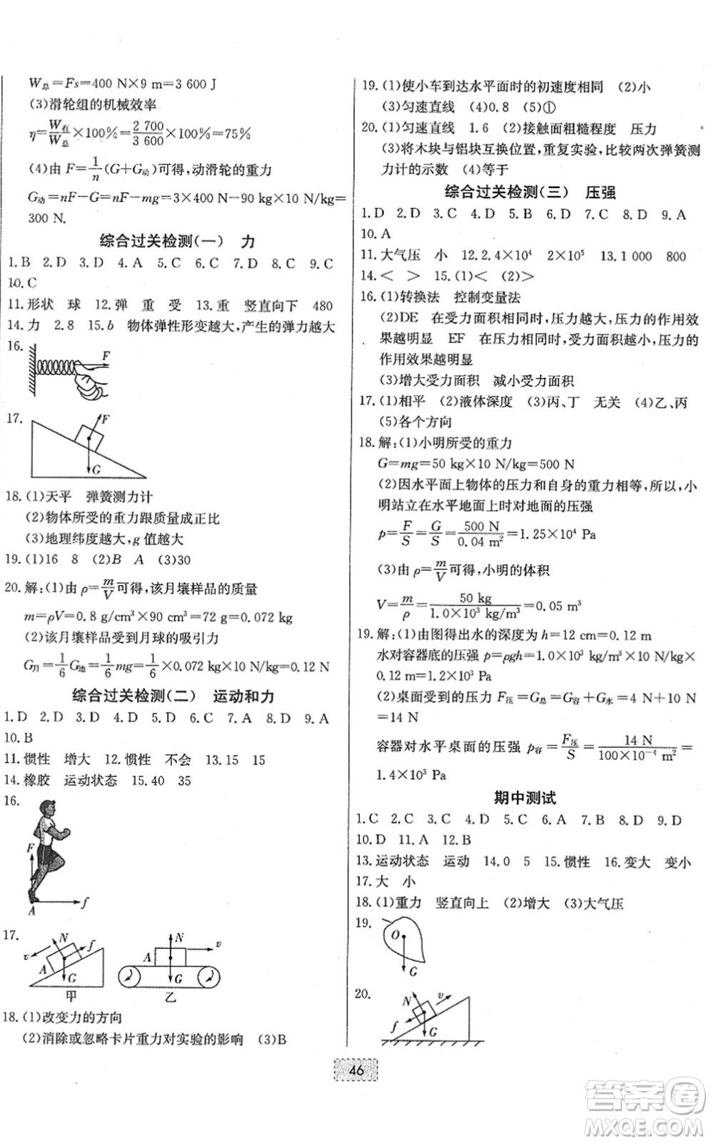 遼寧少年兒童出版社2022練重點(diǎn)八年級(jí)物理下冊(cè)RJ人教版河南專版答案