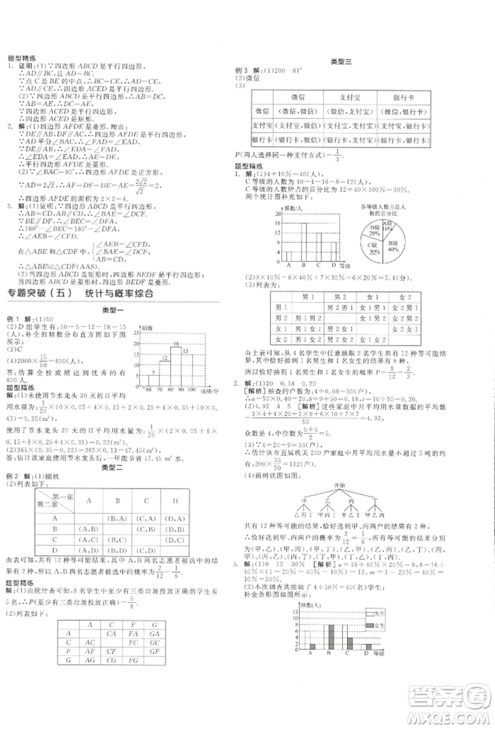 江西美術(shù)出版社2022全品中考復(fù)習(xí)方案聽課手冊數(shù)學(xué)通用版寧夏專版參考答案