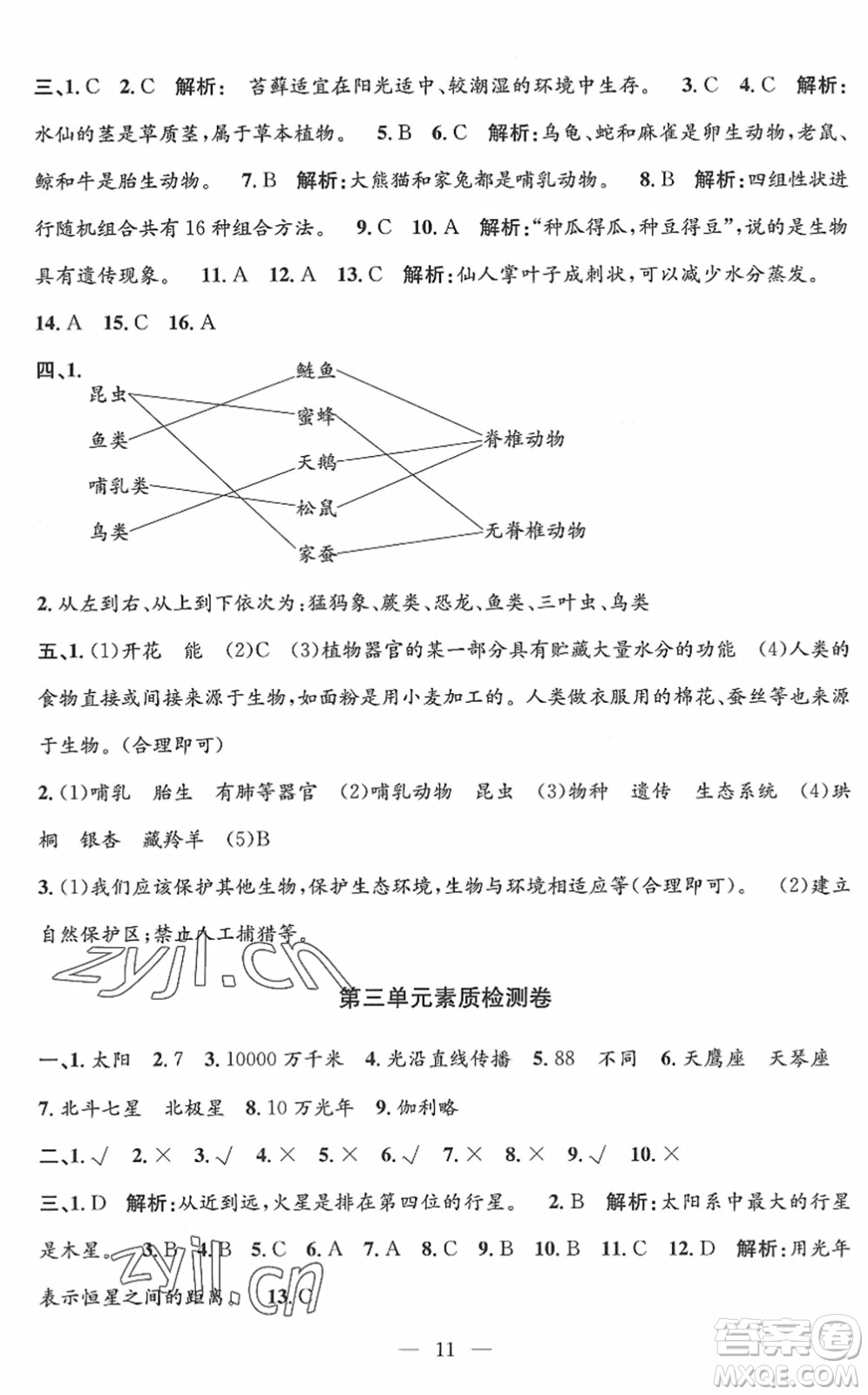 河海大學(xué)出版社2022孟建平課時(shí)精練六年級(jí)科學(xué)下冊(cè)J教科版答案