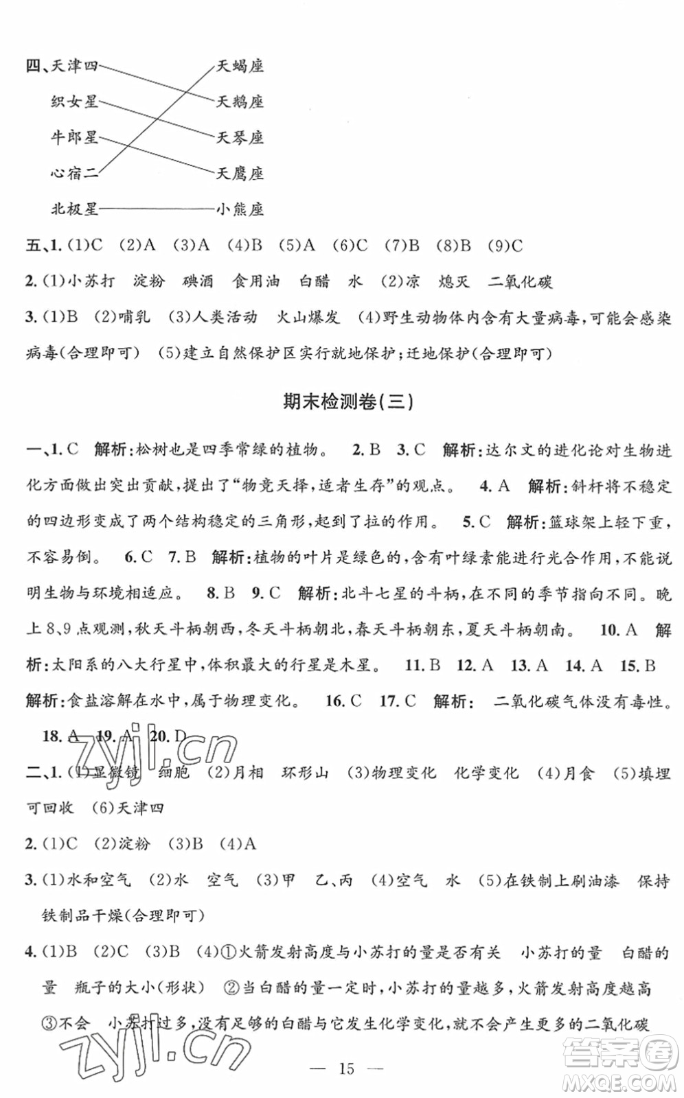 河海大學(xué)出版社2022孟建平課時(shí)精練六年級(jí)科學(xué)下冊(cè)J教科版答案