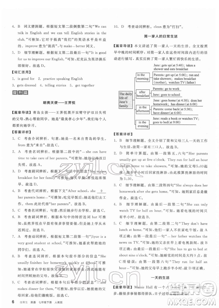 陽光出版社2022練就優(yōu)等生七年級英語下冊RJ人教版答案