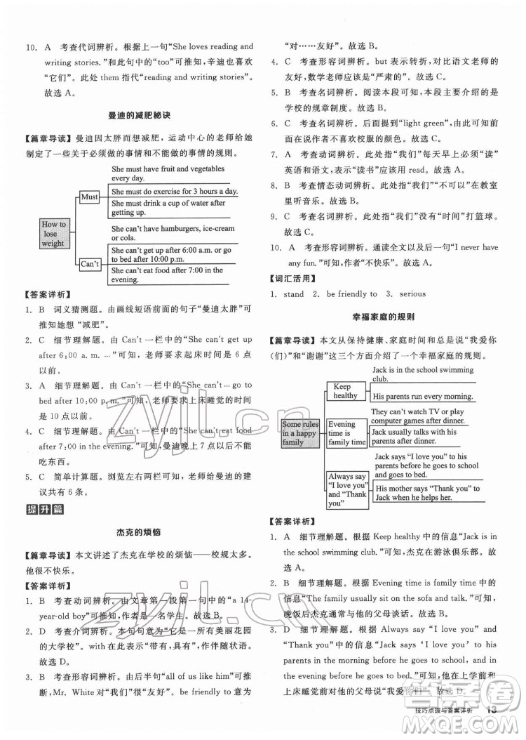 陽光出版社2022練就優(yōu)等生七年級英語下冊RJ人教版答案