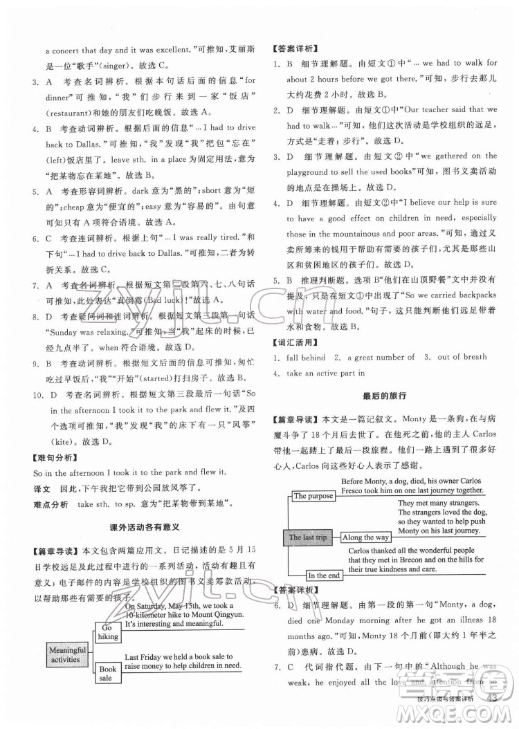 陽光出版社2022練就優(yōu)等生七年級英語下冊RJ人教版答案