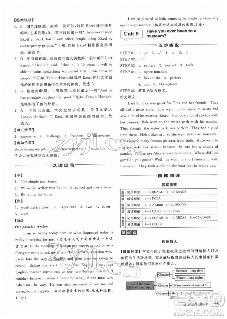 陽(yáng)光出版社2022練就優(yōu)等生八年級(jí)英語(yǔ)下冊(cè)RJ人教版答案