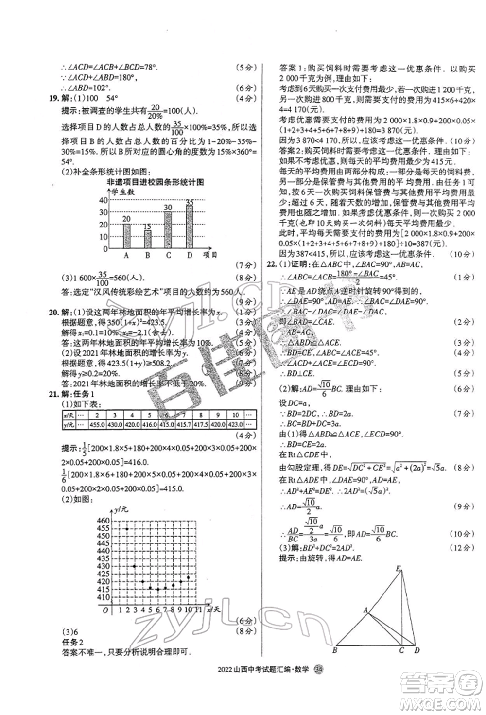 學習周報社2022山西中考試題匯編數(shù)學人教版參考答案