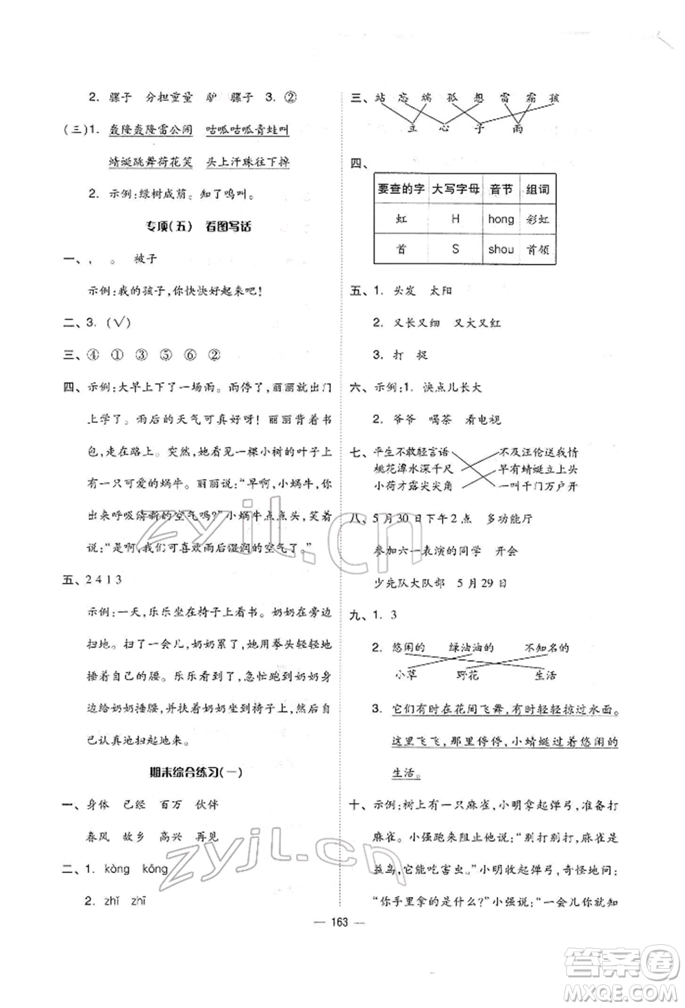 山東科學(xué)技術(shù)出版社2022新思維伴你學(xué)單元達標(biāo)測試卷一年級下冊語文人教版參考答案