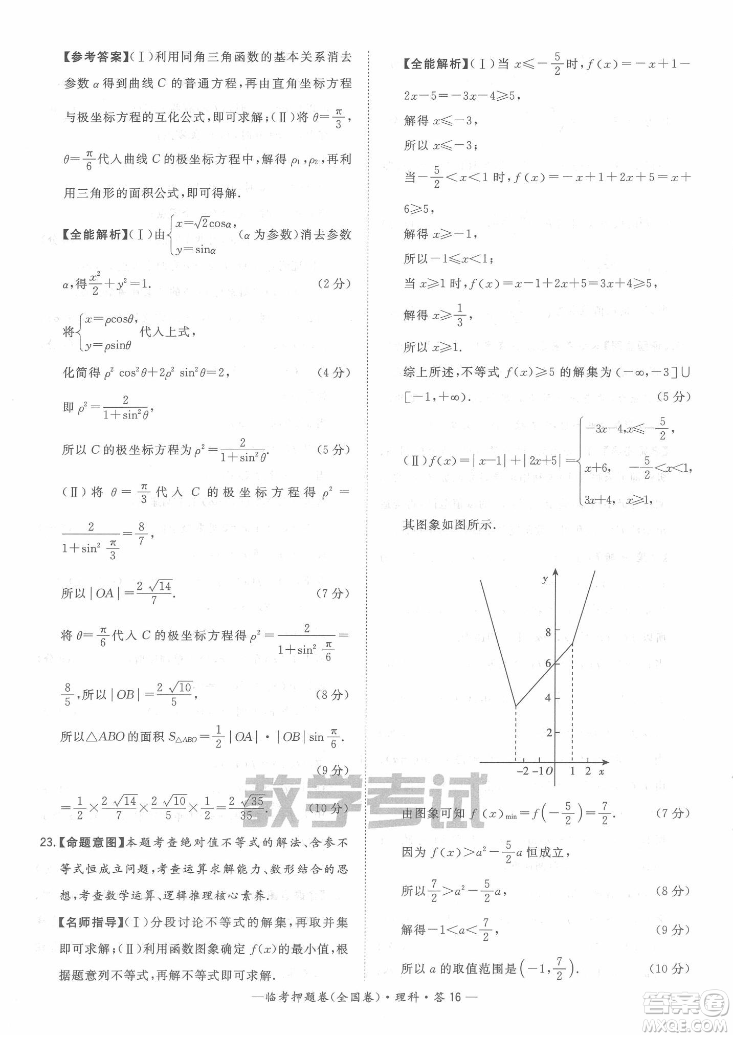 2022天利38套臨考押題卷高三理科數(shù)學全國卷A卷試題及答案