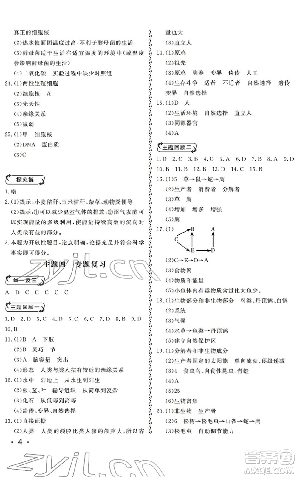 山東人民出版社2022初中卷行知天下八年級(jí)生物下冊(cè)濟(jì)南版答案