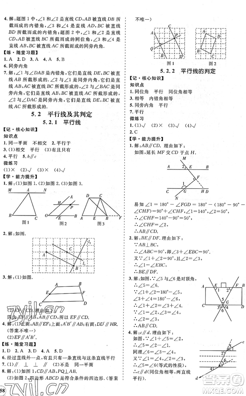 海南出版社2022知行課堂新課程同步練習冊七年級數(shù)學下冊人教版答案