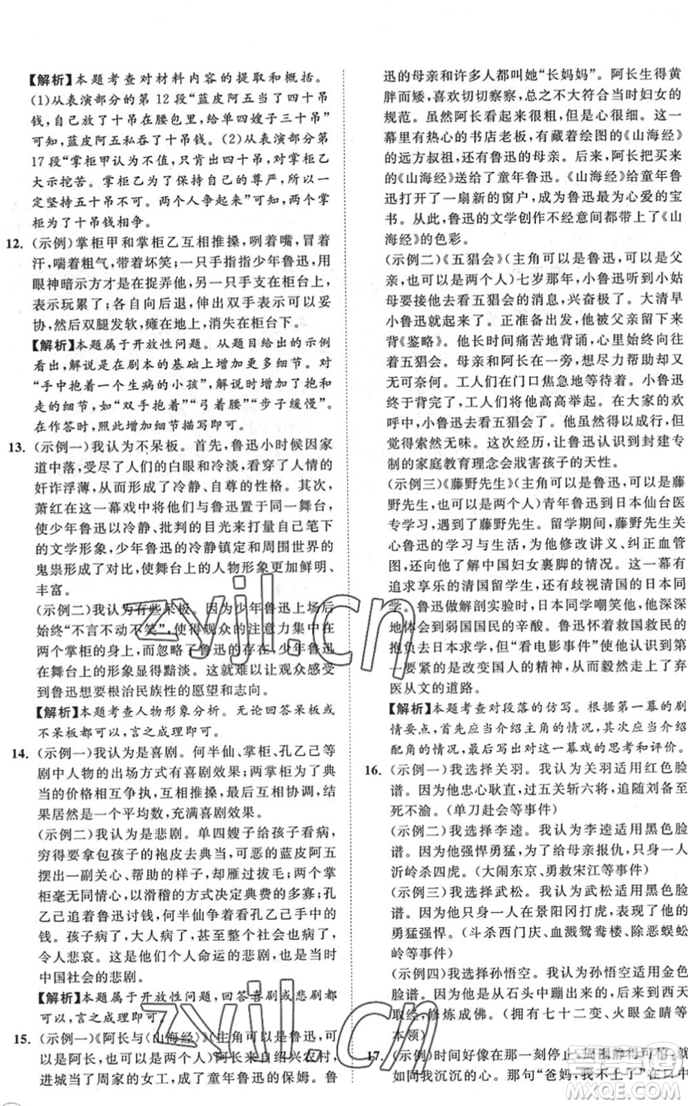 海南出版社2022知行課堂新課程同步練習(xí)冊九年級語文下冊人教版答案