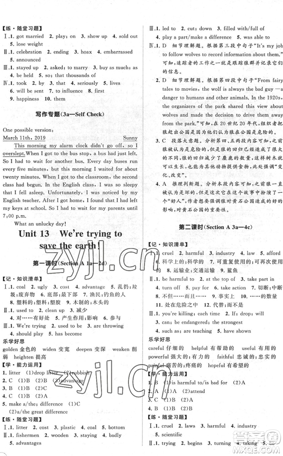 海南出版社2022知行課堂新課程同步練習(xí)冊(cè)九年級(jí)英語下冊(cè)人教版答案