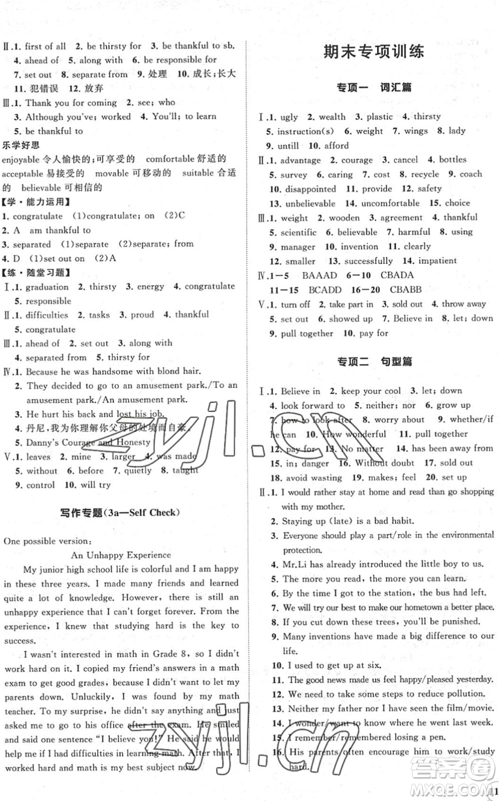 海南出版社2022知行課堂新課程同步練習(xí)冊(cè)九年級(jí)英語下冊(cè)人教版答案