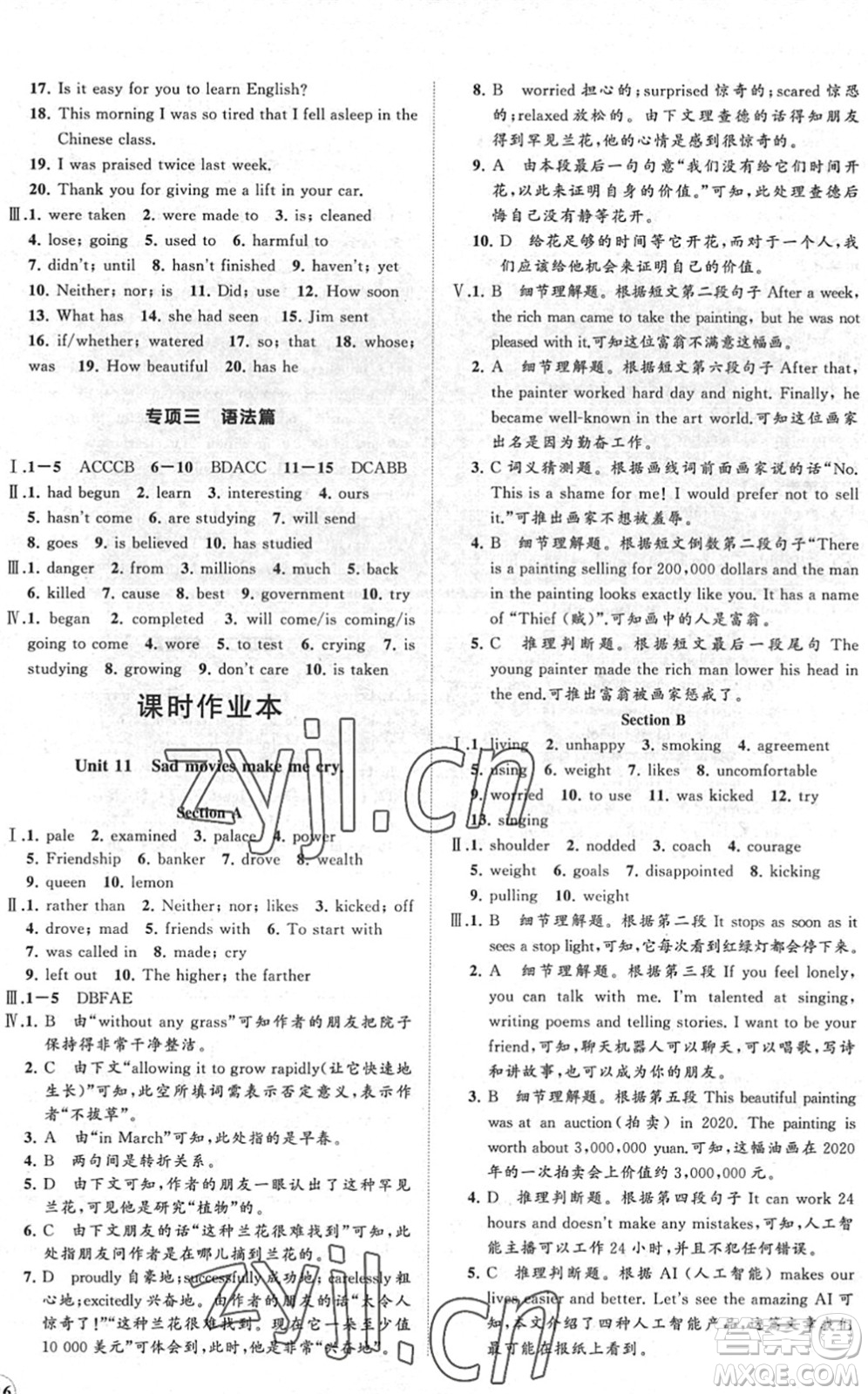 海南出版社2022知行課堂新課程同步練習(xí)冊(cè)九年級(jí)英語下冊(cè)人教版答案