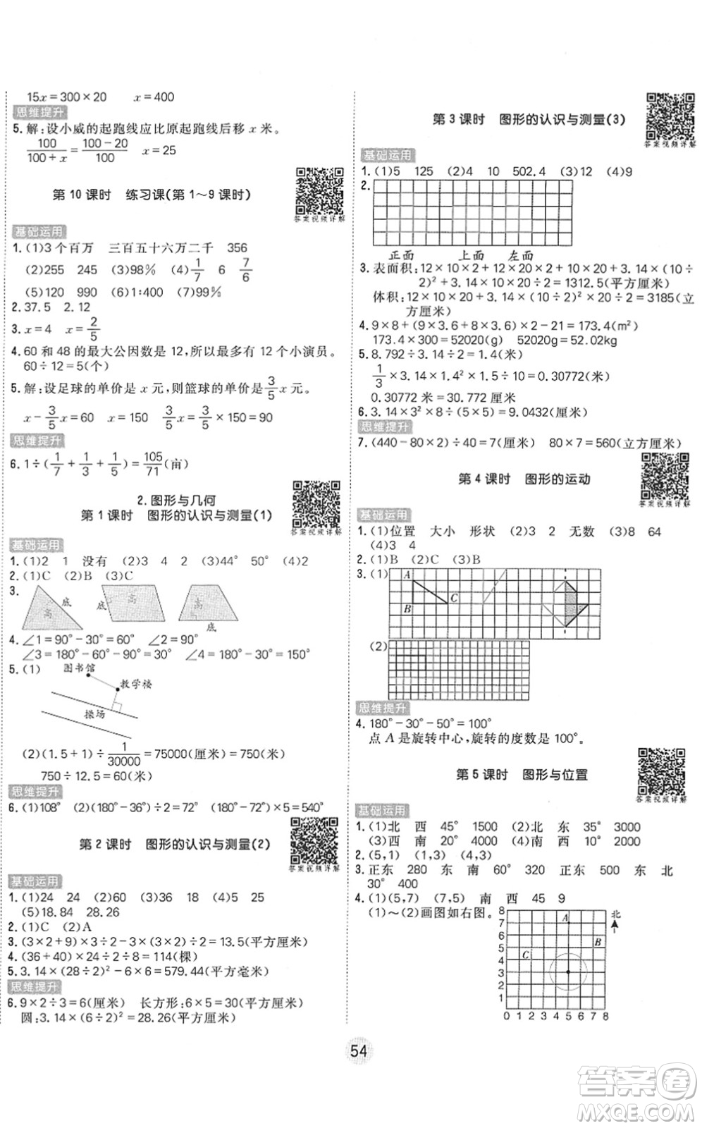 天津人民出版社2022核心課堂六年級數(shù)學下冊RJ人教版答案