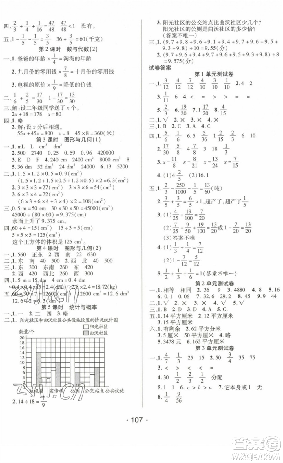 陽(yáng)光出版社2022自主課堂五年級(jí)數(shù)學(xué)下冊(cè)BS北師版答案