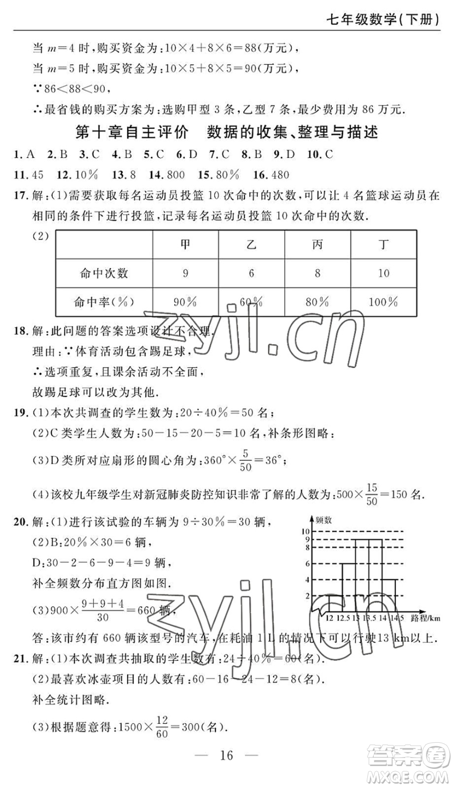 長(zhǎng)江少年兒童出版社2022智慧課堂自主評(píng)價(jià)七年級(jí)數(shù)學(xué)下冊(cè)通用版答案