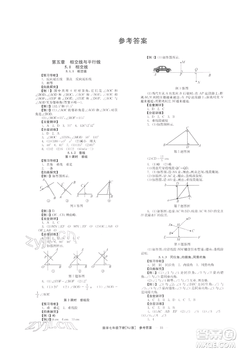 北京時(shí)代華文書局2022全效學(xué)習(xí)學(xué)業(yè)評(píng)價(jià)方案七年級(jí)下冊(cè)數(shù)學(xué)人教版參考答案