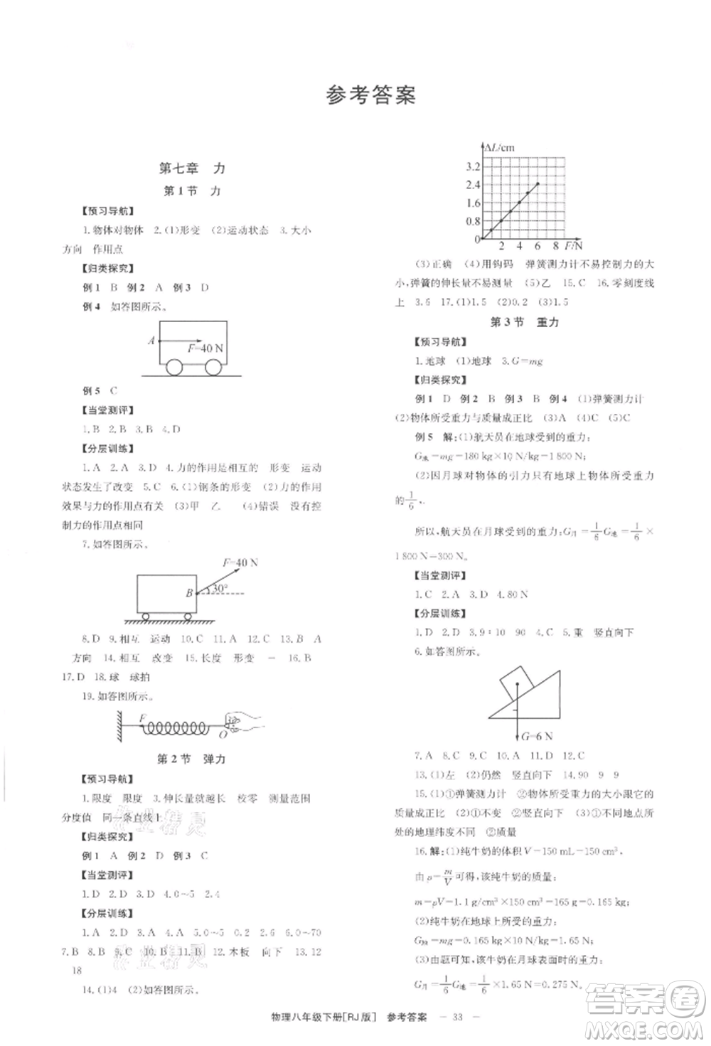 北京時代華文書局2022全效學(xué)習(xí)學(xué)業(yè)評價方案八年級下冊物理人教版參考答案