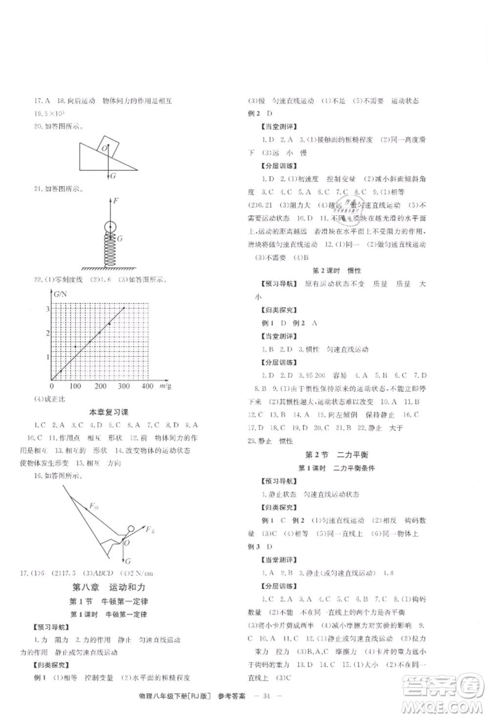 北京時代華文書局2022全效學(xué)習(xí)學(xué)業(yè)評價方案八年級下冊物理人教版參考答案