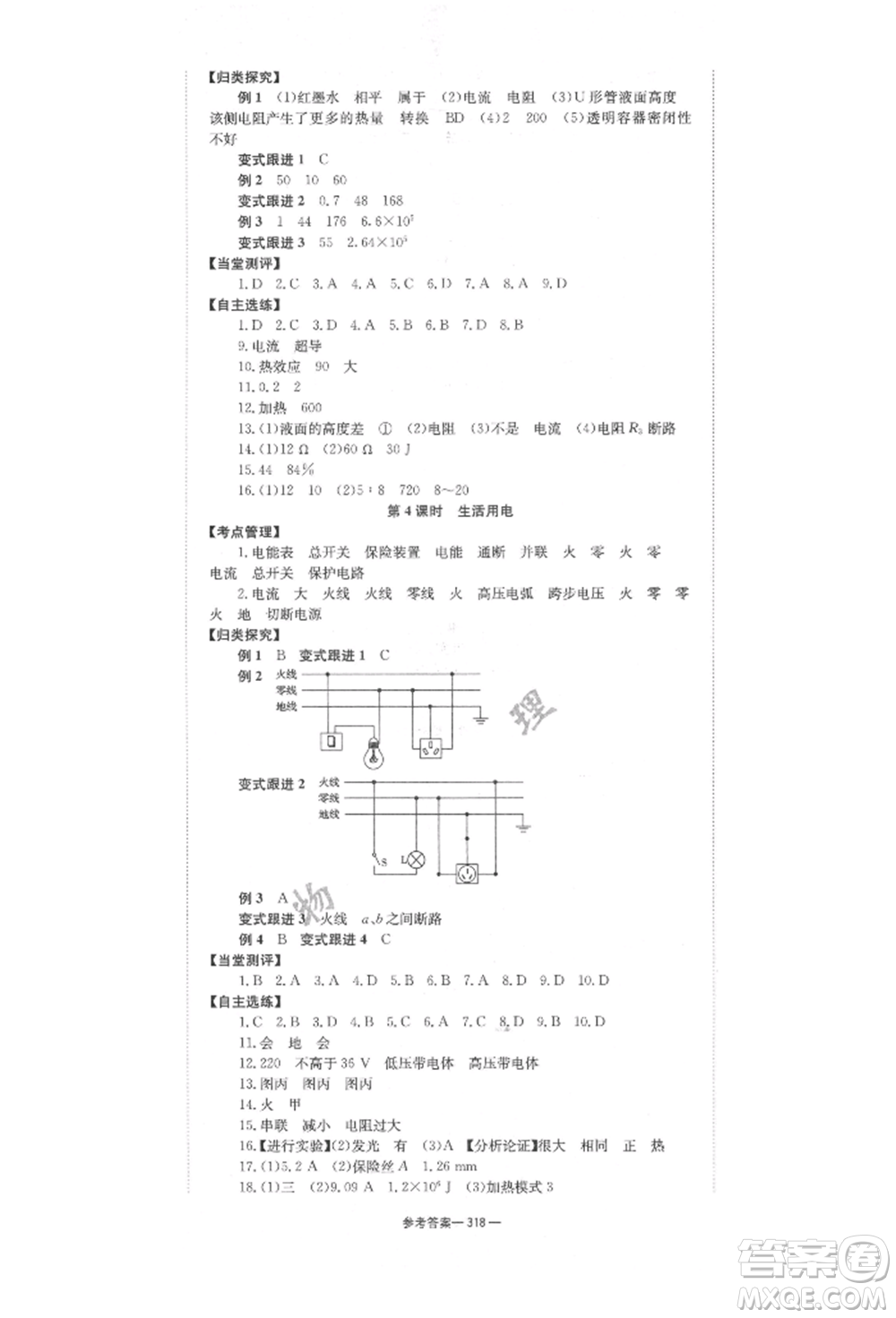 湖南師范大學(xué)出版社2022全效學(xué)習(xí)中考學(xué)練測(cè)聽課講義物理通用版參考答案