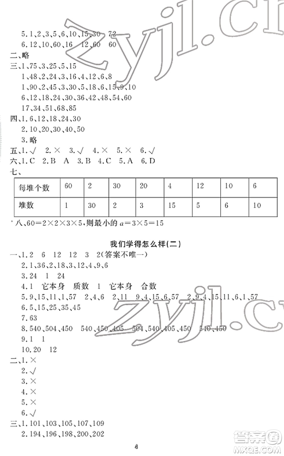 寧波出版社2022學(xué)習(xí)方法指導(dǎo)叢書五年級數(shù)學(xué)下冊人教版答案